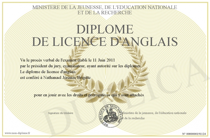 diplome licence en anglais